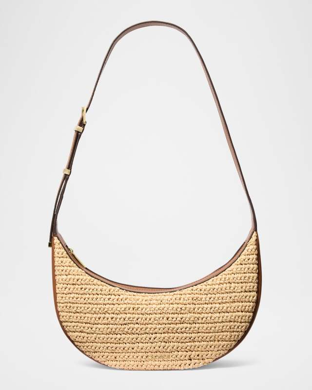 Avra Medium Raffia-Textured Crossbody Bag